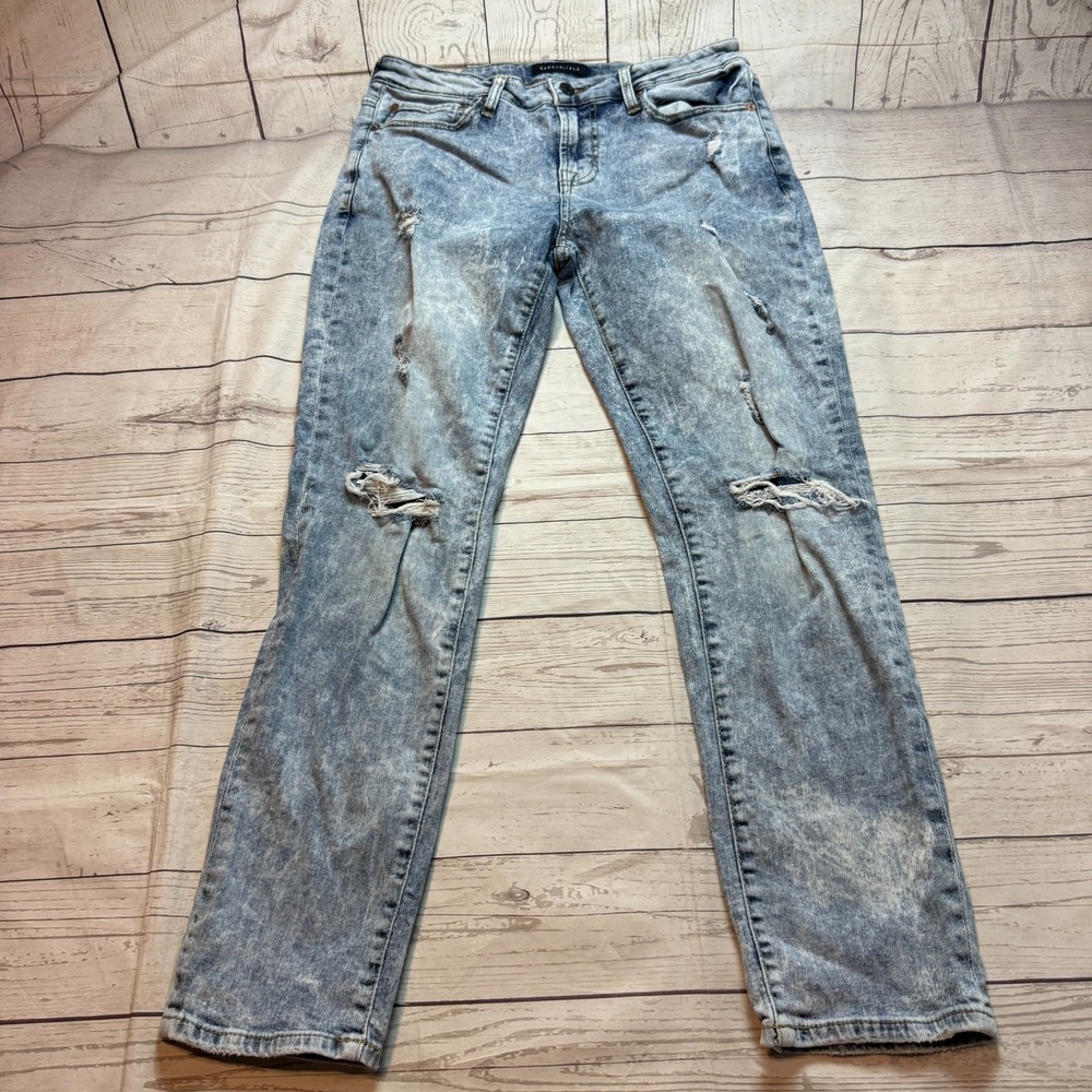Aeropostale Jeans Light‎ Blue Denim Pants Distressed Slim Straight Men's 30x30
